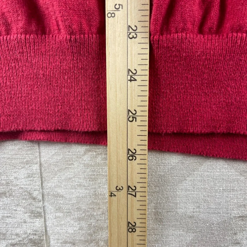 LL‎ Bean Cotton Cashmere Men M Red V-Neck Pullover Sweater 274603 Regular Fit